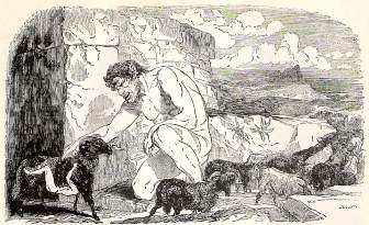 Odysseus & his men escapes hiding under the belly of sheep